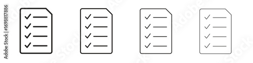 Todo list icon outline vector for web ui. Editable stroke.