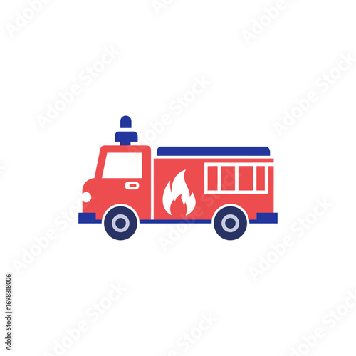 Fire Truck icon logo flat vector design