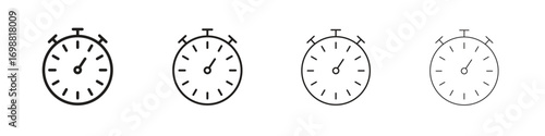 Timer icon outline vector for web ui. Editable stroke.