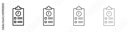 Timesheet icon outline vector for web ui. Editable stroke.