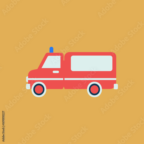Fire brigade truck icon logo flat vector design