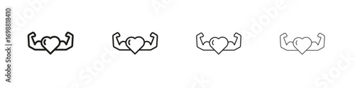 Strong heart icon outline vector for web ui. Editable stroke.