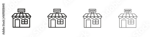 Store icon outline vector for web ui. Editable stroke.