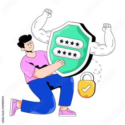 Modern design illustration of strong password