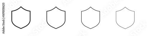 Shield icon outline vector for web ui. Editable stroke.