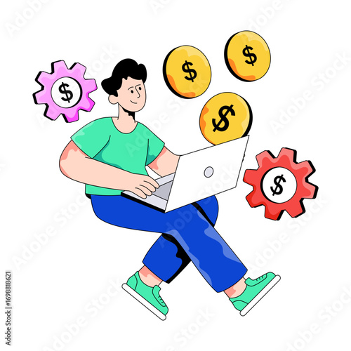 Trendy design illustration of making money