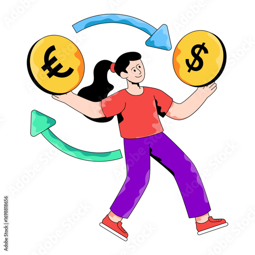 An editable design illustration of currency exchange