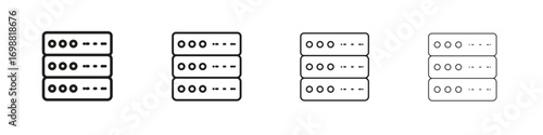 Server rack icon outline vector for web ui. Editable stroke.