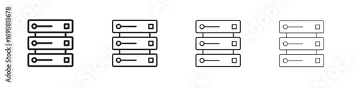 Server icon outline vector for web ui. Editable stroke.