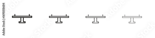Seesaw icon outline vector for web ui. Editable stroke.