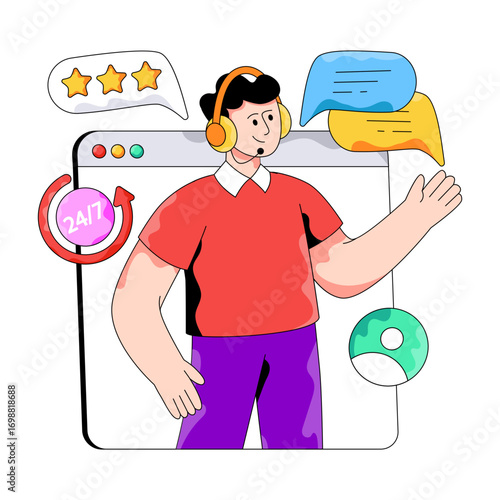 A colored design illustration of customer care