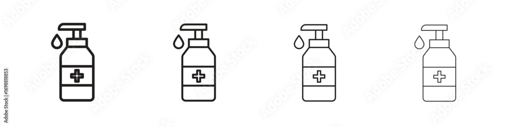 Fototapeta premium Sanitizer icon outline vector for web ui. Editable stroke.