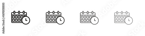 Schedule icon outline vector for web ui. Editable stroke.