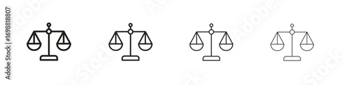 Scales of justice icon outline vector for web ui. Editable stroke.