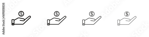 Savings icon outline vector for web ui. Editable stroke.