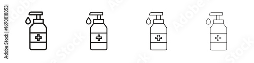 Sanitizer icon outline vector for web ui. Editable stroke.