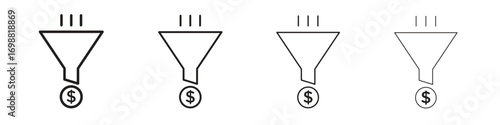 Sales funnel icon outline vector for web ui. Editable stroke.