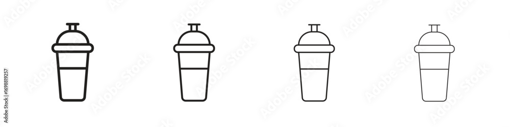 Fototapeta premium Protein shake icon outline vector for web ui. Editable stroke.