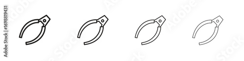 Pliers icon outline vector for web ui. Editable stroke.