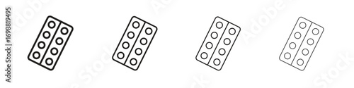 Pill blister pack icon outline vector for web ui. Editable stroke.