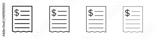 Payment receipt icon outline vector for web ui. Editable stroke.