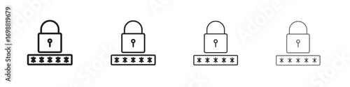 Password icon outline vector for web ui. Editable stroke.