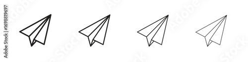Paper plane icon outline vector for web ui. Editable stroke.