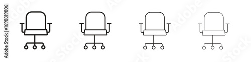 Office chair icon outline vector for web ui. Editable stroke.