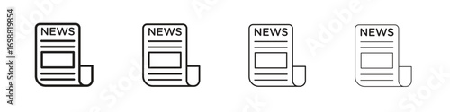 Newspaper icon outline vector for web ui. Editable stroke.