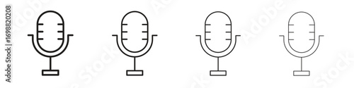 Microphone icon outline vector for web ui. Editable stroke.