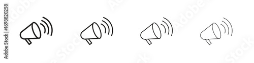 Megaphone icon outline vector for web ui. Editable stroke.