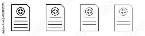 Medical report icon outline vector for web ui. Editable stroke.