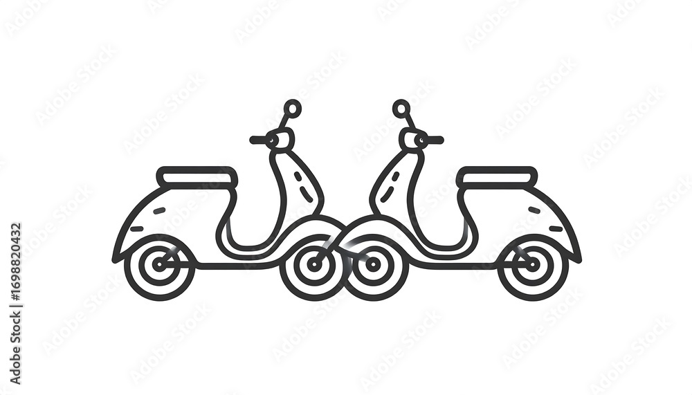 Obraz premium Two linked scooters in outline