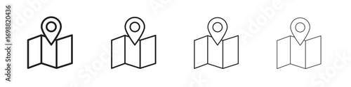 Map icon outline vector for web ui. Editable stroke.