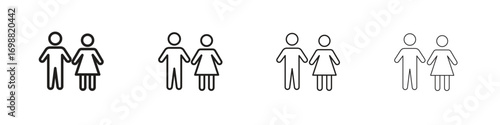 Man and woman icon outline vector for web ui. Editable stroke.