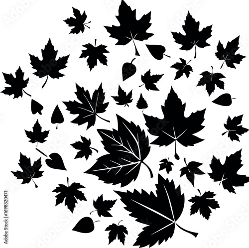 falling autumn leaves silhouette vectors