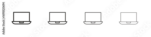 Laptop icon outline vector for web ui. Editable stroke.