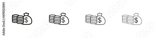 Income icon outline vector for web ui. Editable stroke.