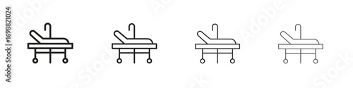 Hospital bed icon outline vector for web ui. Editable stroke.