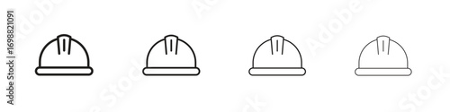 Helmet icon outline vector for web ui. Editable stroke.