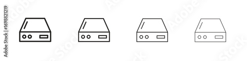 Hard drive icon outline vector for web ui. Editable stroke.