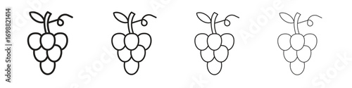Grapes icon outline vector for web ui. Editable stroke.