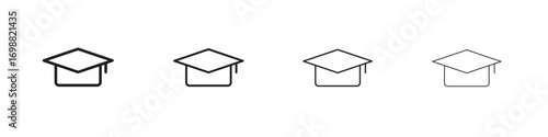 Graduation cap icon outline vector for web ui. Editable stroke.