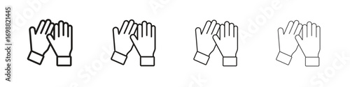 Glove icon outline vector for web ui. Editable stroke.