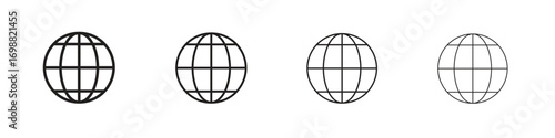Globe icon outline vector for web ui. Editable stroke.