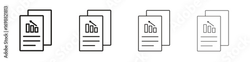 Financial report icon outline vector for web ui. Editable stroke.