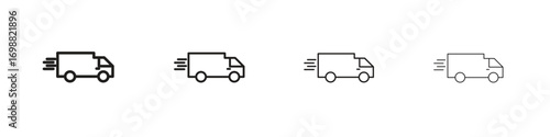 Fast shipping delivery truck icon outline vector for web ui. Editable stroke.