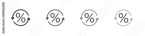Exchange rate icon outline vector for web ui. Editable stroke.