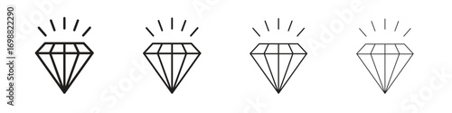 Diamond icon outline vector for web ui. Editable stroke.