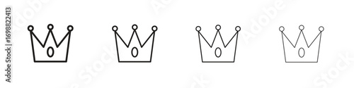 Crown icon outline vector for web ui. Editable stroke.